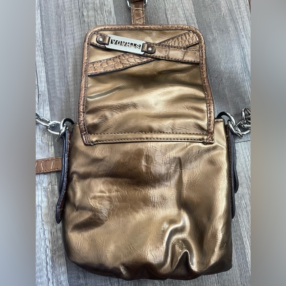 STRADA Italy gold metallic bronze crossbody bag resort boho western whimsical - Picture 6 of 9